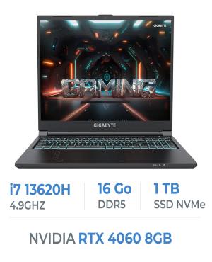Gigabyte G6 K-H3ES854KD i7 13620H/16GB DDR5/1TB SSD/RTX4060 8GB/16'' 165Hz